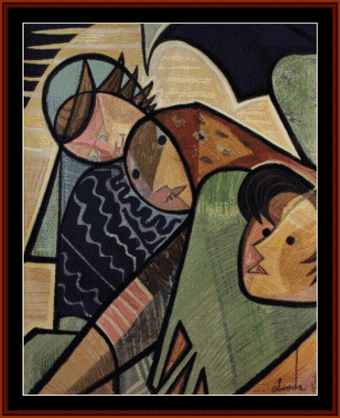 Fisherwoman Tapestry - Almada Negreiros cross stitch pattern