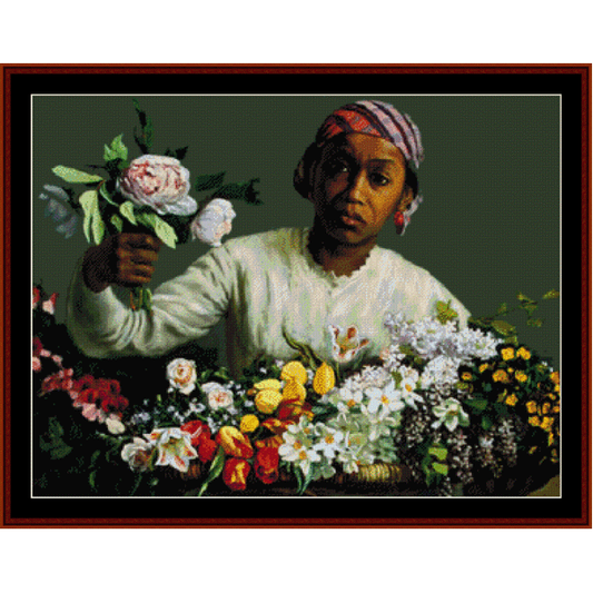 Young Woman with Flowers - Frederic Bazille cross stitch pattern