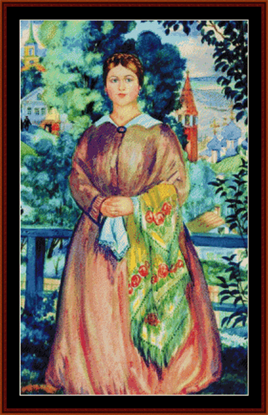 Merchant's Wife, 1919 - Boris Kustodiev cross stitch pattern