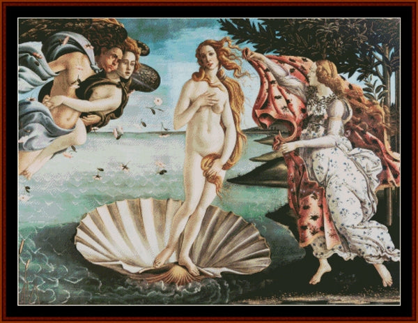Birth of Venus - Botticelli pdf cross stitch pattern
