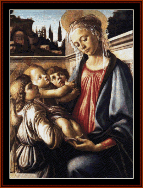Madonna & Child with Two Angels - Sandro Botticelli cross stitch pattern