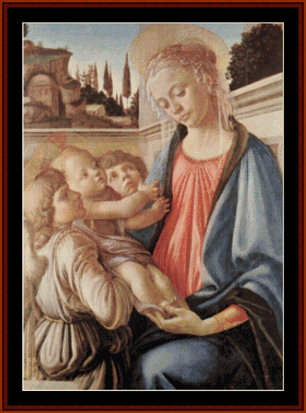 Madonna with Two Angels - Sandro Botticelli pdf cross stitch pattern