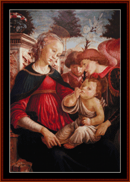 Virgin & Child with Two Angels - Sandro Botticelli pdf cross stitch pattern