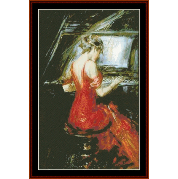 Woman in Red - Giovanni Boldini cross stitch pattern
