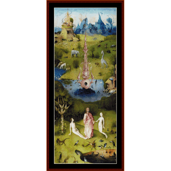 Garden of Earthly Delights - Left Panel - Hieronymus Bosch cross stitch pattern
