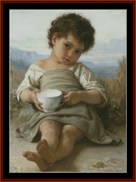 Cup of Milk - William Bouguereau pdf cross stitch pattern