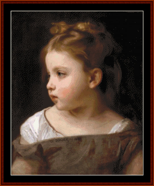 Young Girl in Profile - Bouguereau pdf cross stitch pattern