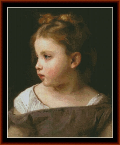 Young Girl in Profile - William Bouguereau pdf cross stitch pattern