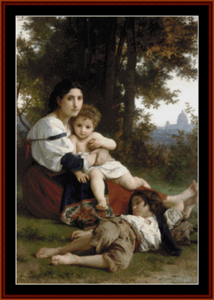 Mother and Children, 1879 - Bouguereau cross stitch pattern