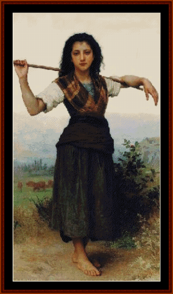 Little Shepherdess, 1889 - Bouguereau cross stitch pattern