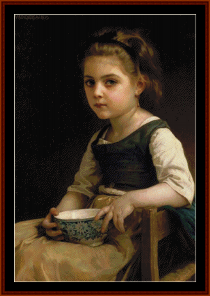 Girl with Blue Bowl - Bouguereau cross stitch pattern