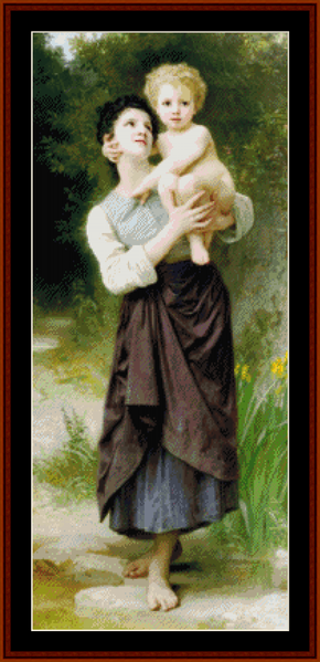 Brother and Sister - Bouguereau cross stitch pattern