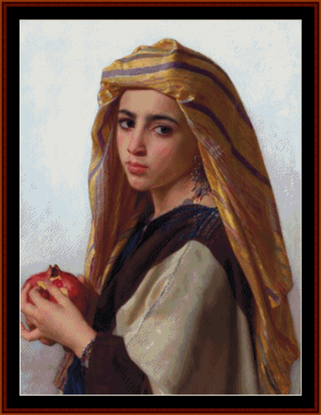 Girl with a Pomegranate - Bouguereau cross stitch pattern