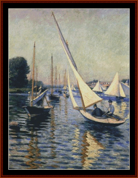 Regatta at Argenteuil - Gustave Caillebotte pdf cross stitch pattern