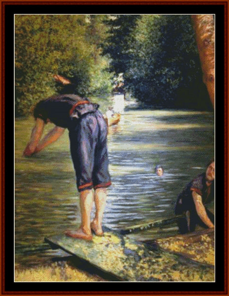 Bathers on the Banks of the Yerres - Gustave Caillebotte pdf cross stitch pattern