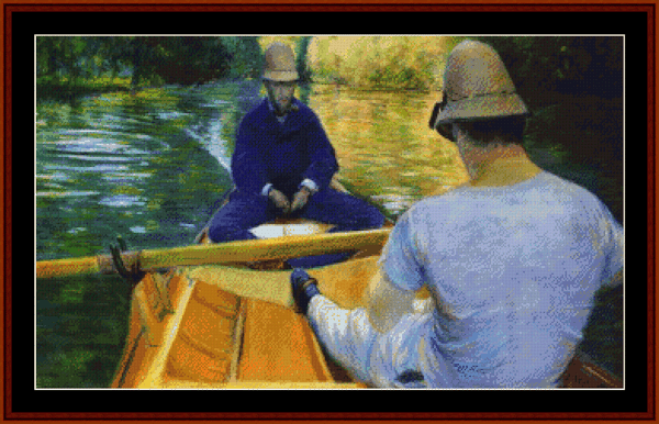 Boaters on the Yerres - Gustave Caillebotte cross stitch pattern