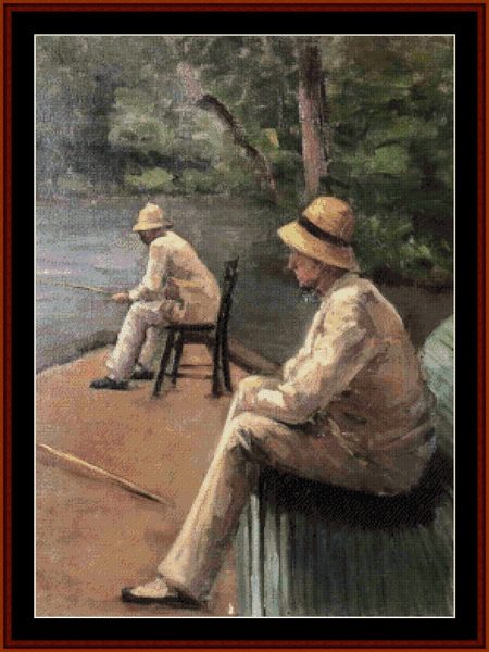 Fishermen on the Yerres - Gustave Caillebotte cross stitch pattern