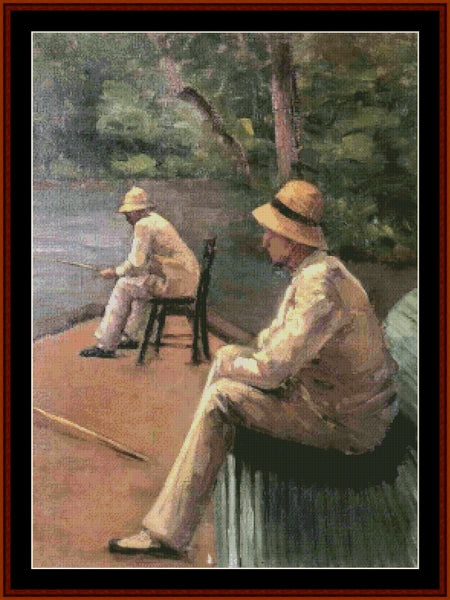 Fishermen on the Yerres - Gustave Caillebotte pdf cross stitch pattern