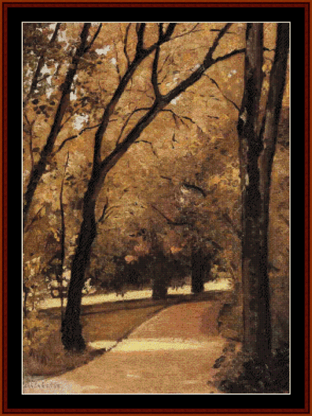 Path Through Old Growth Woods - Gustave Caillebotte cross stitch pattern
