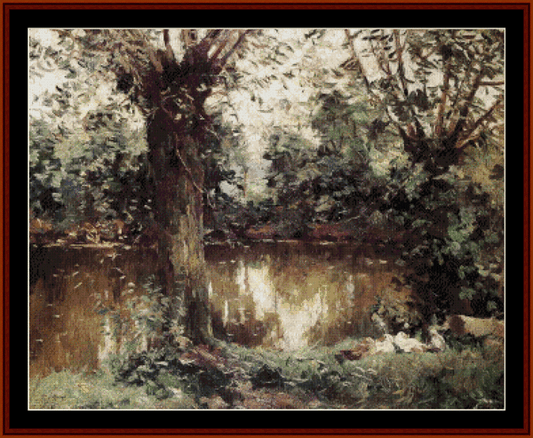 Banks of the Yerres - Gustave Caillebotte cross stitch pattern