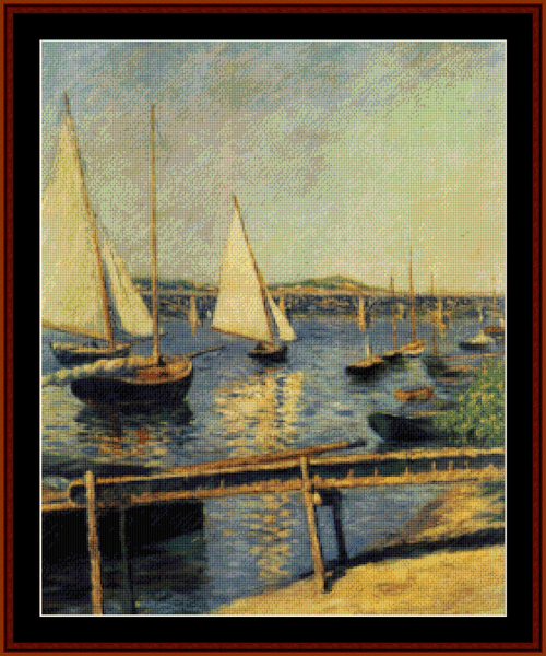 Sailing Boats at Argenteuil - Gustave Caillebotte cross stitch pattern