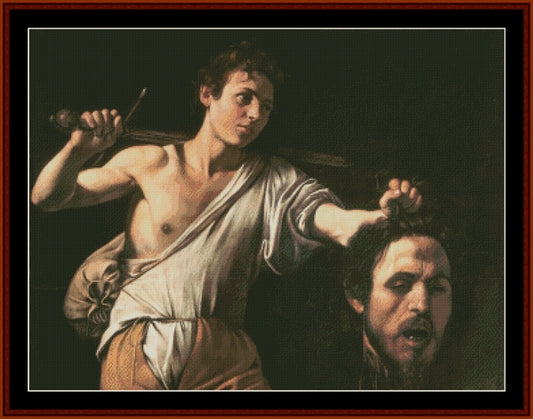 David with the Head of Goliath - Caravaggio pdf cross stitch pattern