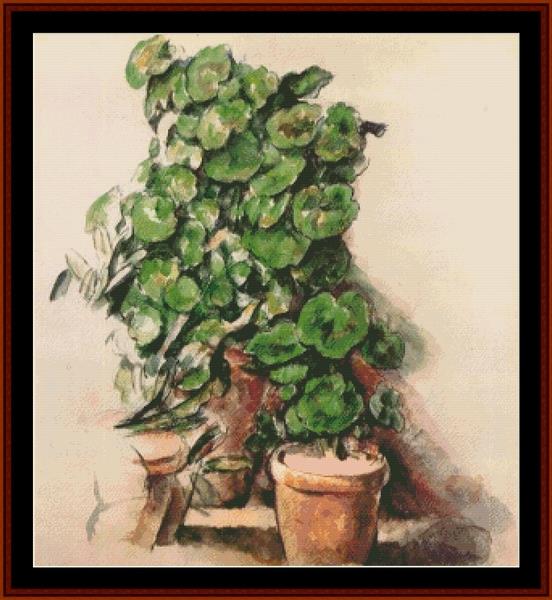 Pots of Geraniums - Cezanne cross stitch pattern
