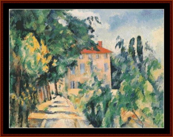 House with Red Roof - Cezanne cross stitch pattern