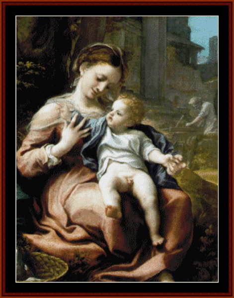 Madonna of the Basket - Correggio cross stitch pattern