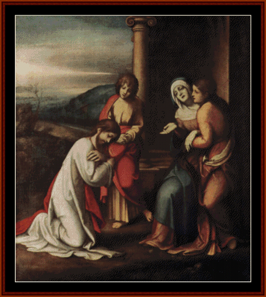 Departure of Christ from Mary - Correggio cross stitch pattern