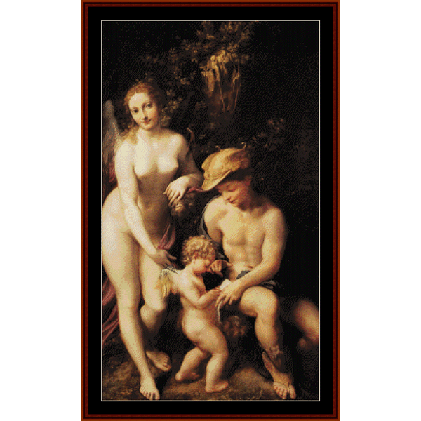 Venus with Mercury and Cupid - Correggio cross stitch pattern