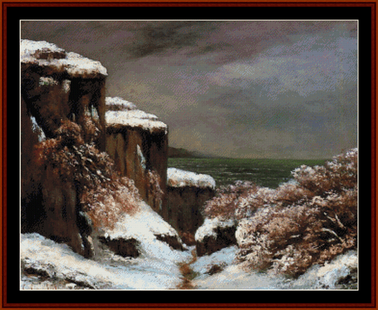 Cliffs By the Sea - Gustave Courbet cross stitch pattern