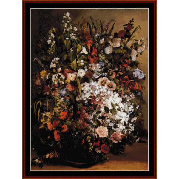 Vase of Flowers - Gustave Courbet cross stitch pattern