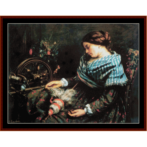 The Sleeping Spinner - Gustave Courbet cross stitch pattern
