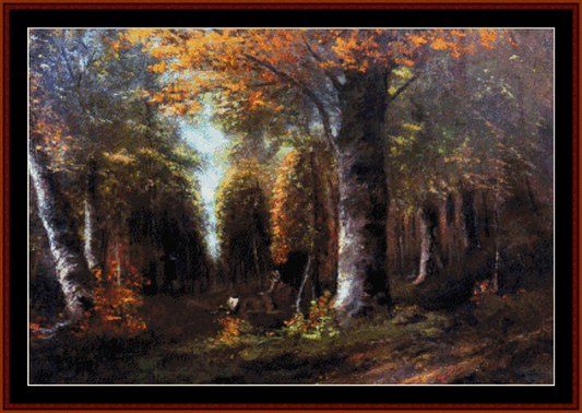 Forest in Autumn - Gustave Courbet cross stitch pattern