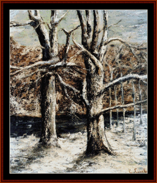 Woods in Snow - Gustave Courbet cross stitch pattern