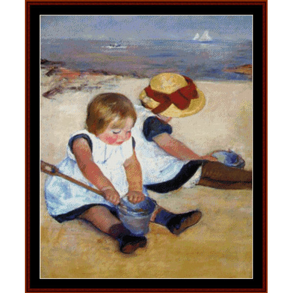Children on the Beach - Mary Cassatt cross stitch pattern