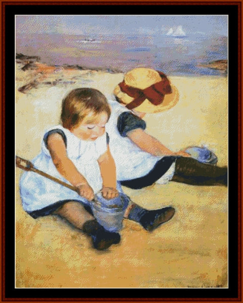Children on the Beach - Mary Cassatt pdf cross stitch pattern