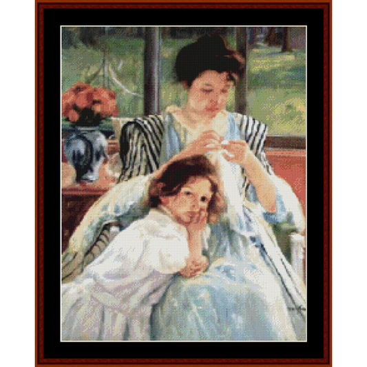 Young Mother Sewing - Mary Cassatt cross stitch pattern