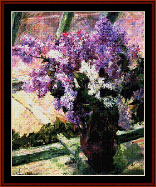 Lilacs in a Window - Mary Cassatt cross stitch pattern