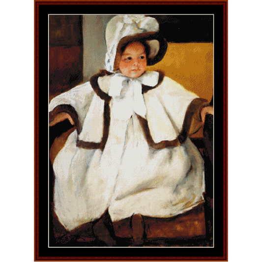 Young Girl in White Coat - Mary Cassatt cross stitch pattern