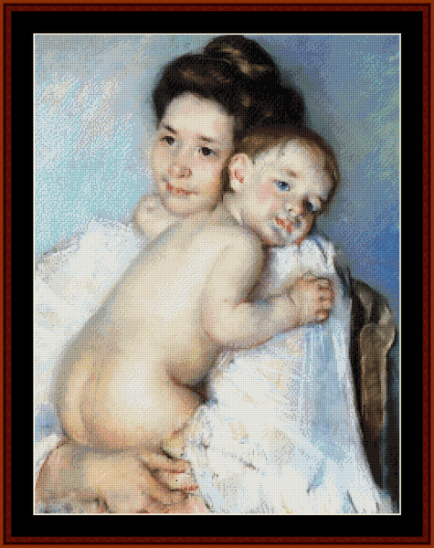 Berthe Holding Her Baby - Mary Cassatt cross stitch pattern