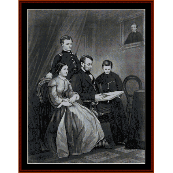 Lincoln and Family cross stitch pattern