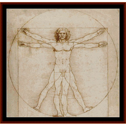 Vitruvian Man - Leonardo da Vinci cross stitch pattern