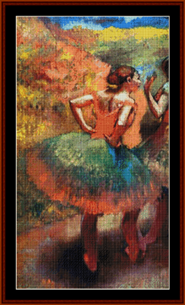 Two Dancers in Green Skirts - Degas  cross stitch pattern