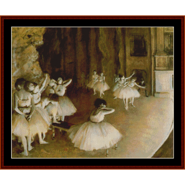 Ballet Rehearsal on Stage - Degas  cross stitch pattern