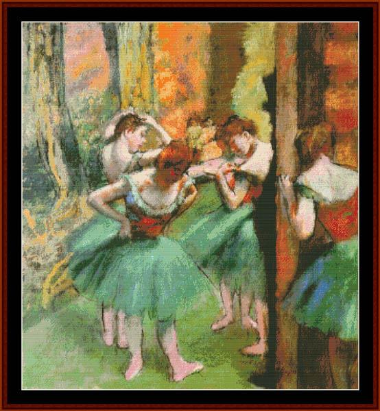 Dancers, Pink and Green II - Degas  cross stitch pattern