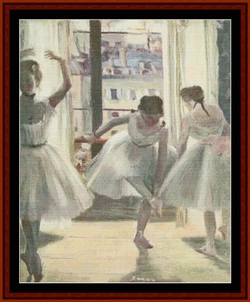 Dancers in Exercise Hall - Degas  cross stitch pattern