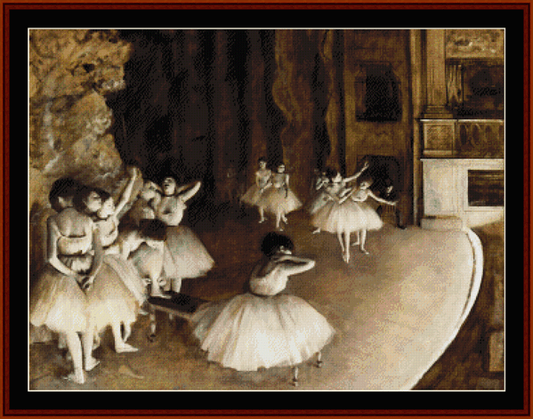 Ballet Rehearsal on Stage II - Degas  cross stitch pattern