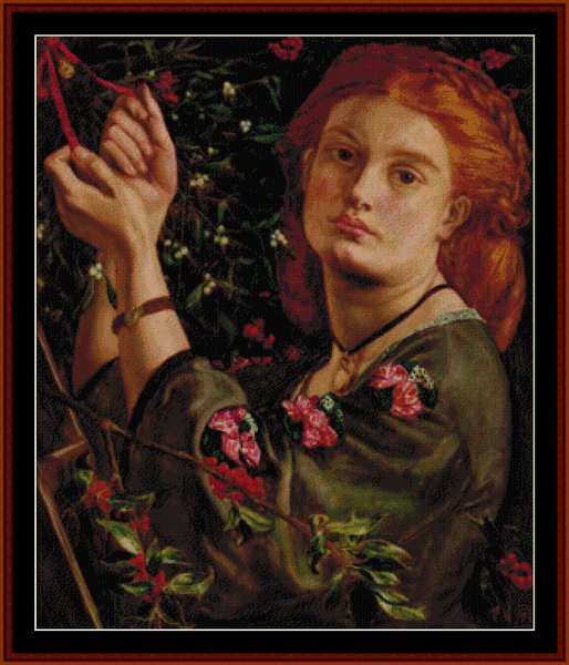 Hangling Mistletoe - Dante Gabriel Rossetti cross stitch pattern